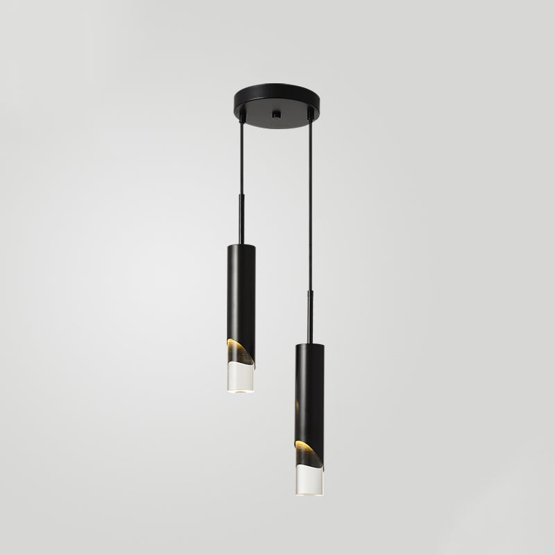 Lampe suspendue à LED cylindroïde en aluminium dans la simplicité moderne pendentif acrylique pour les espaces intérieurs