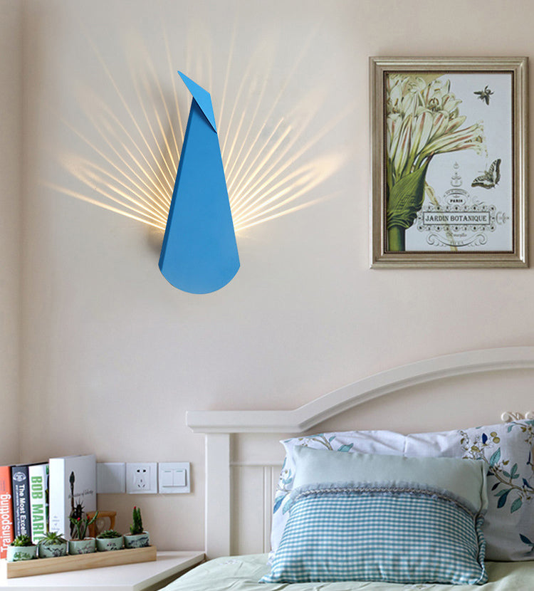 Modern Style Triangle Wall Sconce Lights Metal 1-Light Wall Mount Lamp in Pink and Blue