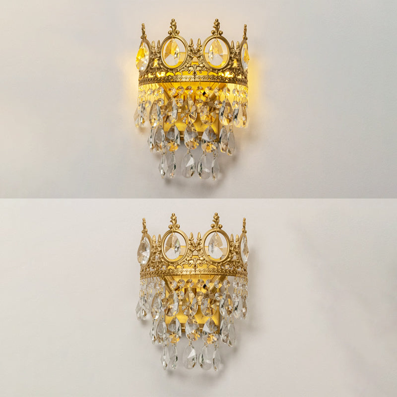 Iluminación de matorral de la pared de la corona cristal de estilo moderno de 3 luces luz de montaje de pared en latón
