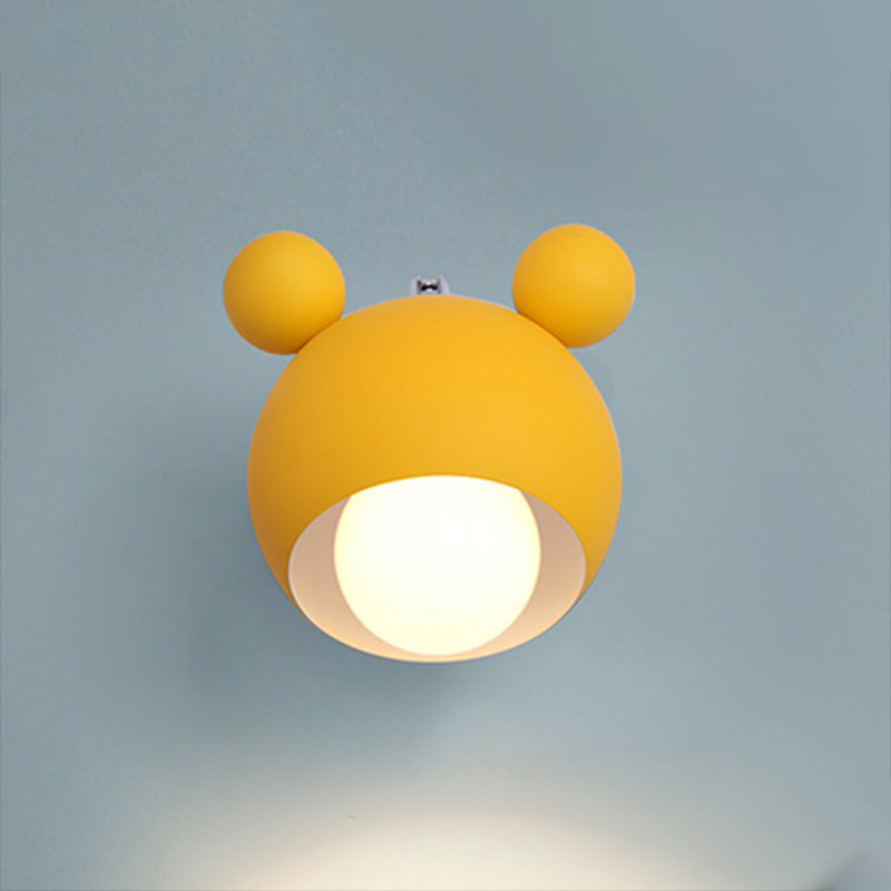 Modern Creative Globe Wall Lamp Wooden Macaron Wall Light with Wrought Iron Shade