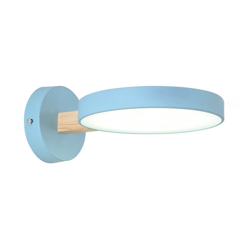Modern Minimalist Circular LED Wall Lamp Wrought Iron Macaron Wall Light with Acrylic Shade