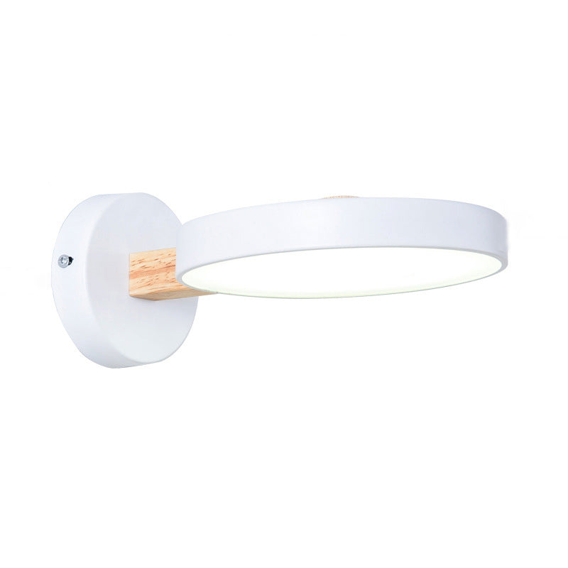 Modern Minimalist Circular LED Wall Lamp Wrought Iron Macaron Wall Light with Acrylic Shade