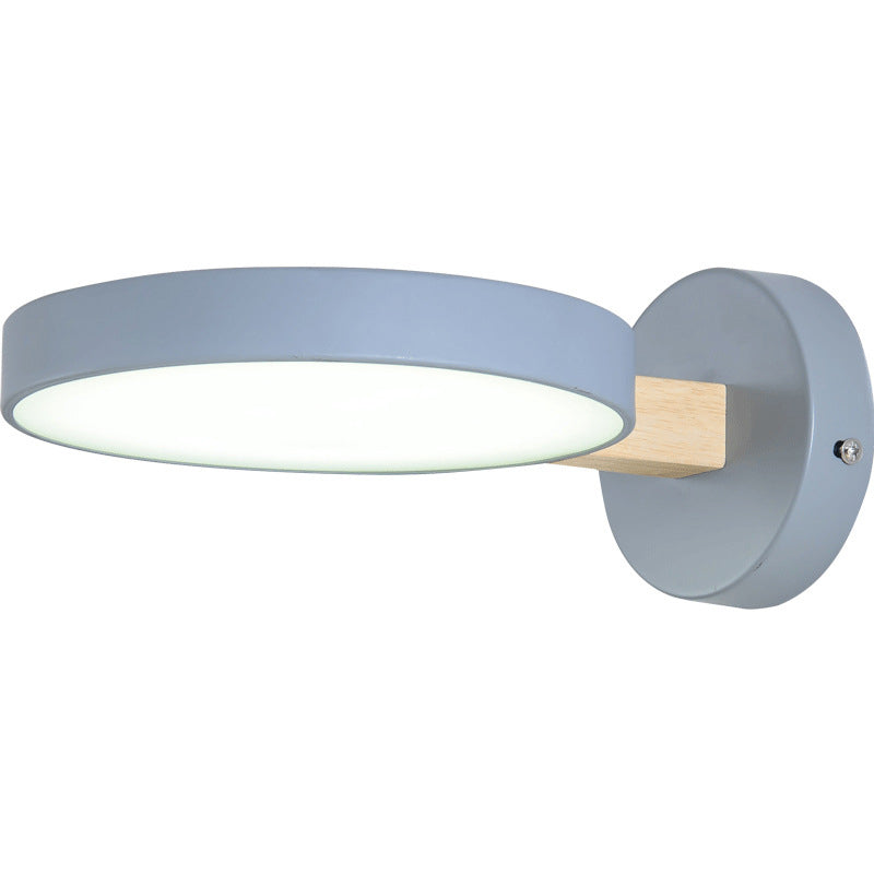 Modern Minimalist Circular LED Wall Lamp Wrought Iron Macaron Wall Light with Acrylic Shade