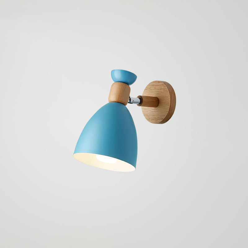 Wrought Iron Macaron Wall Sconce in Modern Concise Style Wooden Geometric Wall Lamp for Bedroom