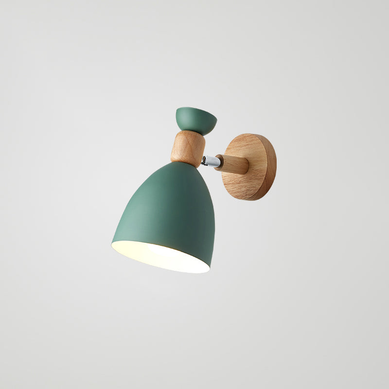 Wrought Iron Macaron Wall Sconce in Modern Concise Style Wooden Geometric Wall Lamp for Bedroom