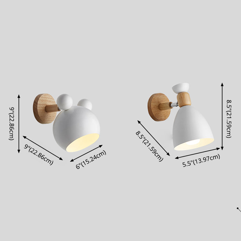 Wrought Iron Macaron Wall Sconce in Modern Concise Style Wooden Geometric Wall Lamp for Bedroom