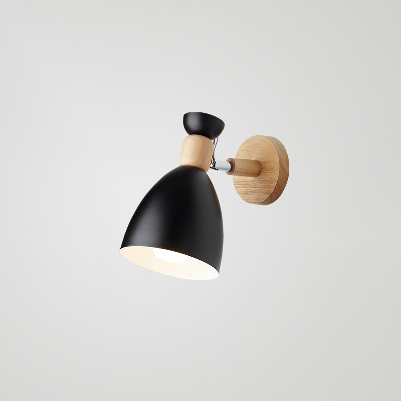 Wrought Iron Macaron Wall Sconce in Modern Concise Style Wooden Geometric Wall Lamp for Bedroom