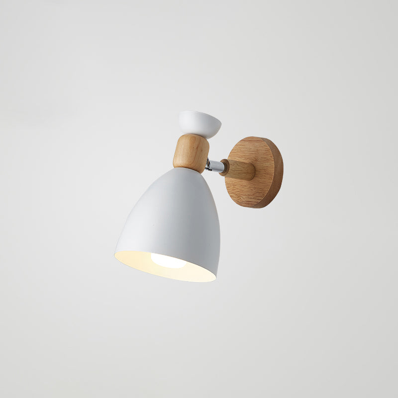 Wrought Iron Macaron Wall Sconce in Modern Concise Style Wooden Geometric Wall Lamp for Bedroom