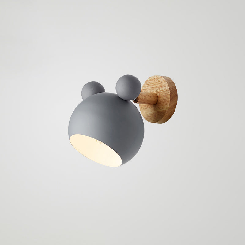 Wrought Iron Macaron Wall Sconce in Modern Concise Style Wooden Geometric Wall Lamp for Bedroom