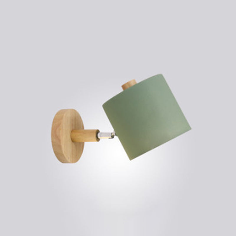 Macaron Geometric Geometric Single Wall Light in moderna semplicità Lampada a parete in legno con tonalità in ferro battuto