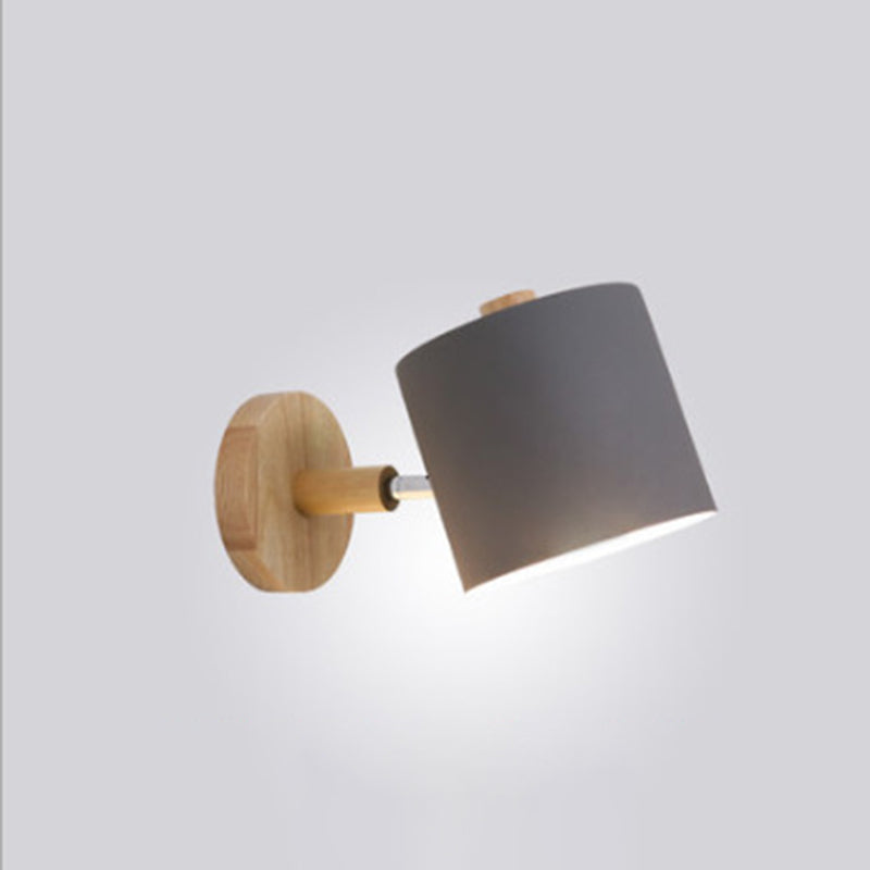 Macaron Geometric Geometric Single Wall Light in moderna semplicità Lampada a parete in legno con tonalità in ferro battuto