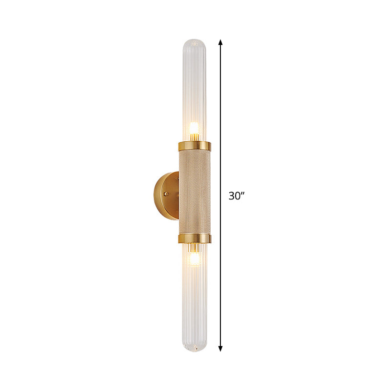 Contemporáneos de 2 cabezas Diconce Gold Tubular Wall Monte lámpara con sombra de vidrio acelerado