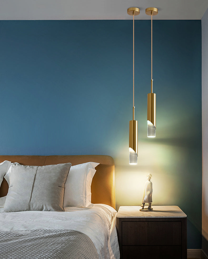 Électroplaque LED PRENDANT LED ALUMINUM Dans un style créatif moderne de style cylindroid en acrylique lampe