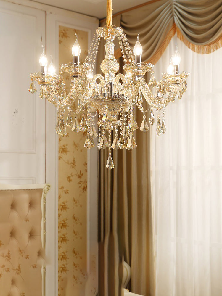 Traditional Luxury Candle Pendant Light Glass Chandelier with Crystal Decoration