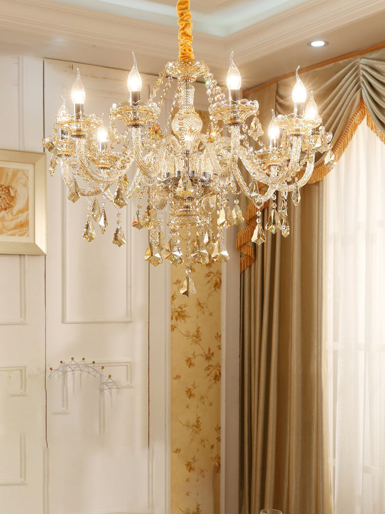 Traditional Luxury Candle Pendant Light Glass Chandelier with Crystal Decoration