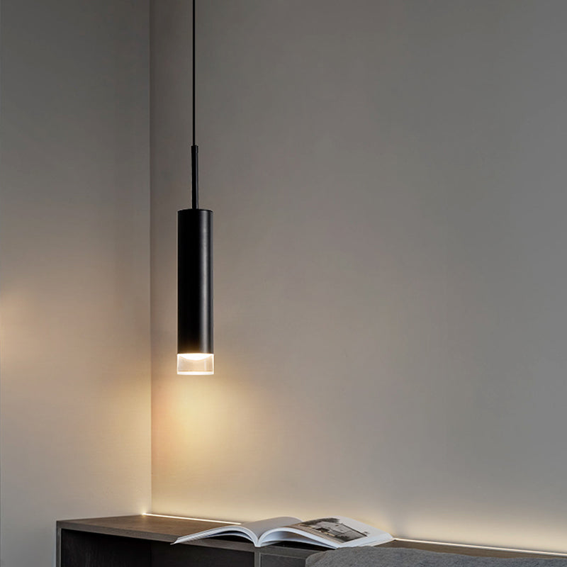 Lampe suspendue à LED cylindroïde en aluminium dans la simplicité moderne pendentif acrylique pour les espaces intérieurs