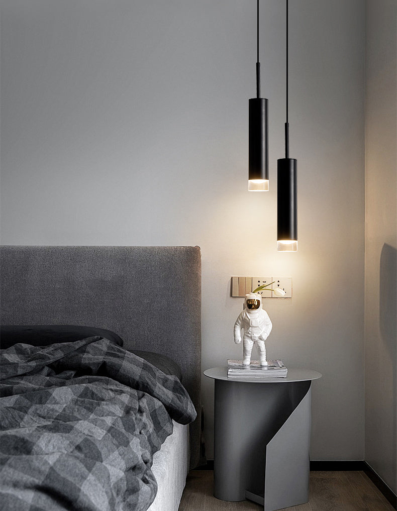 Lampe suspendue à LED cylindroïde en aluminium dans la simplicité moderne pendentif acrylique pour les espaces intérieurs