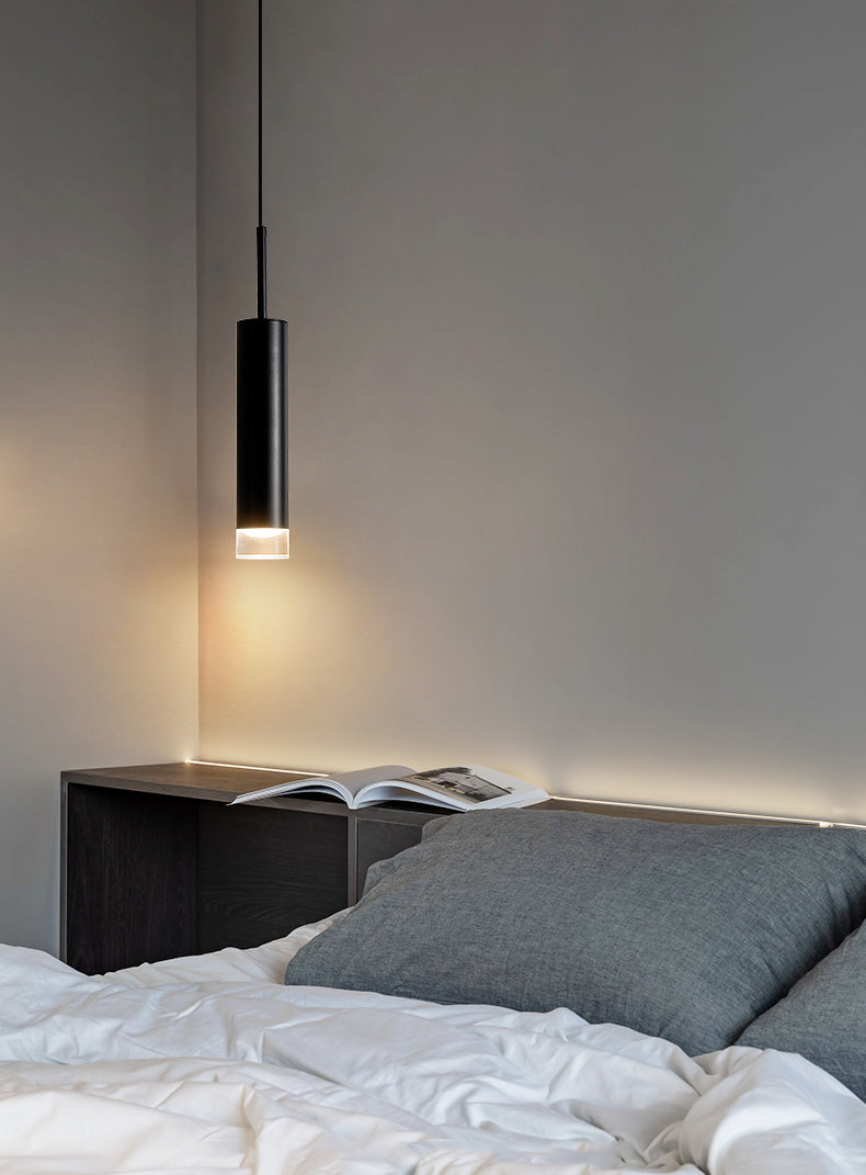 Lampe suspendue à LED cylindroïde en aluminium dans la simplicité moderne pendentif acrylique pour les espaces intérieurs