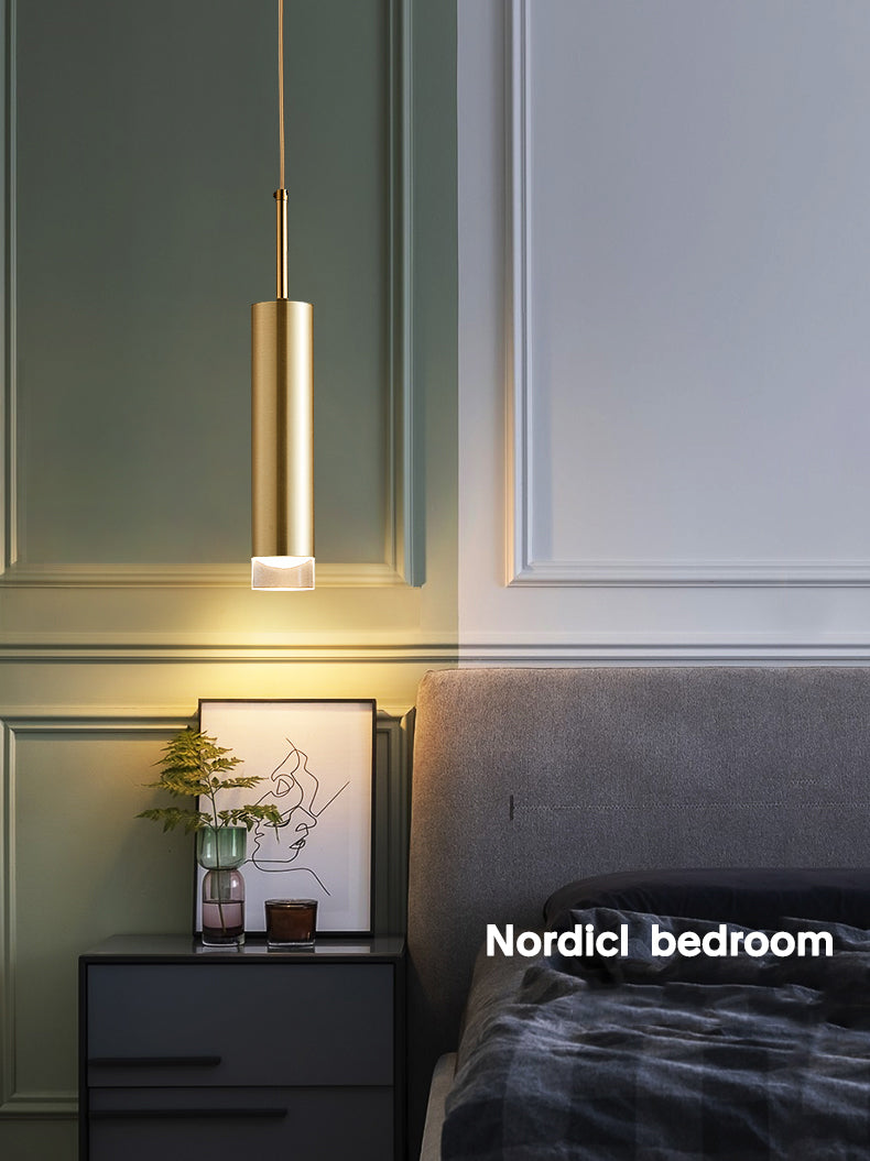 Lampe suspendue à LED cylindroïde en aluminium dans la simplicité moderne pendentif acrylique pour les espaces intérieurs