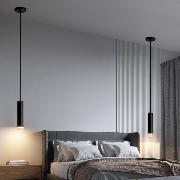Lampe suspendue à LED cylindroïde en aluminium dans la simplicité moderne pendentif acrylique pour les espaces intérieurs