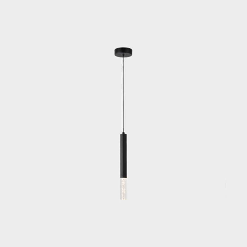 Pendante à LED cylindrique noire en simplicité moderne lampe suspendue en aluminium avec nuance acrylique