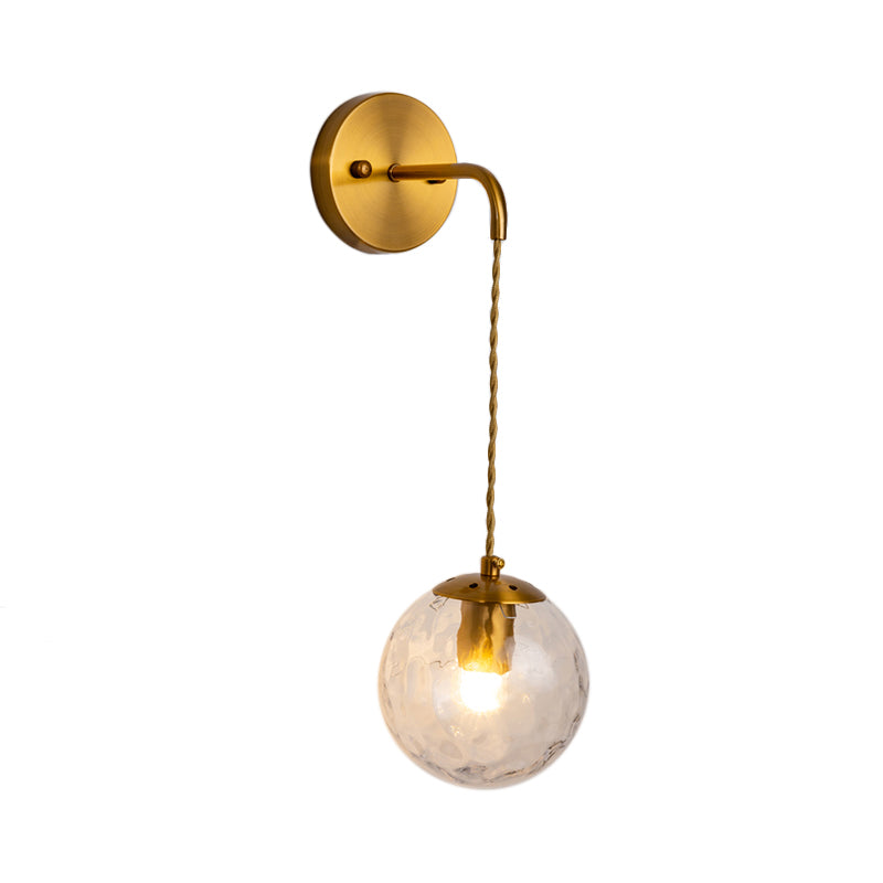 1 Kopf rund umleuchten zeitgenössische klare, verleumderte Glaswandlampe in Gold montiert