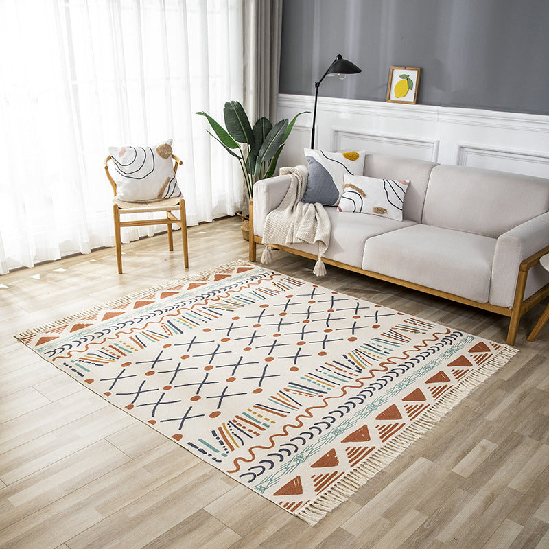 Beige woonkamer vloerkleed Boheemian Americana Print Rug Polyester Niet-slip gebied tapijt