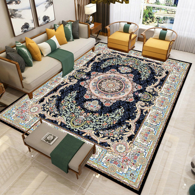 Tapis classique tapis antique de conception florale tapis de support antidérapant polyester pour la décoration intérieure