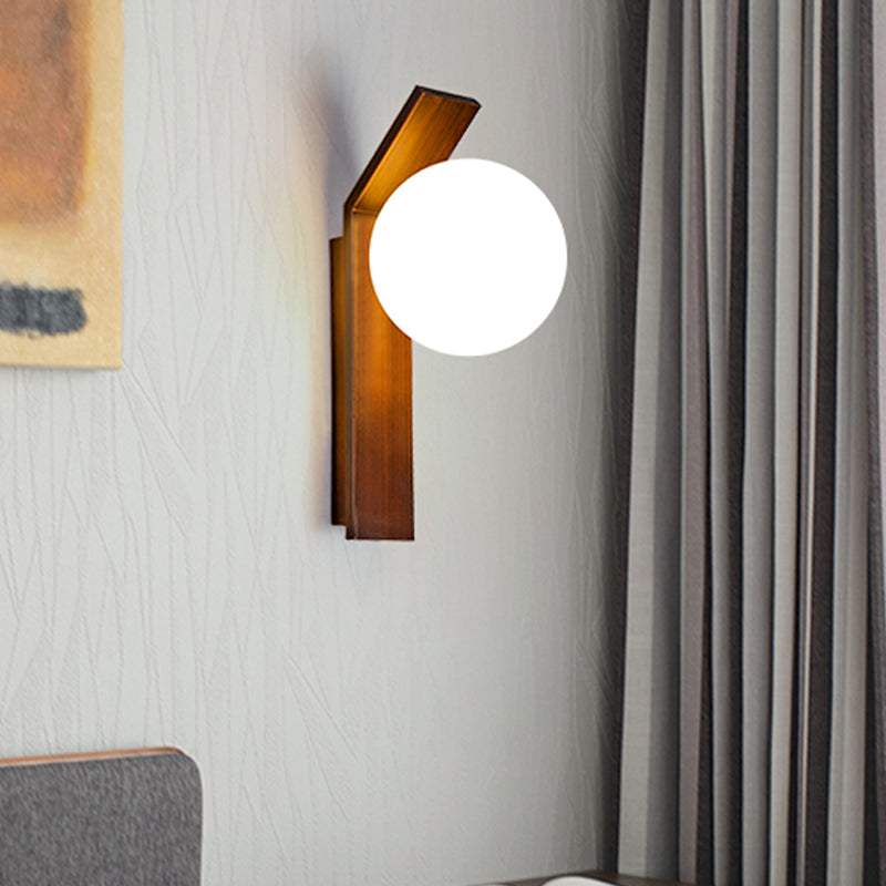 1 Glühbirnen Esszimmer Wandlampe moderne Bronze/Kupferleuchte Leuchte mit Ballmilchglas Schatten