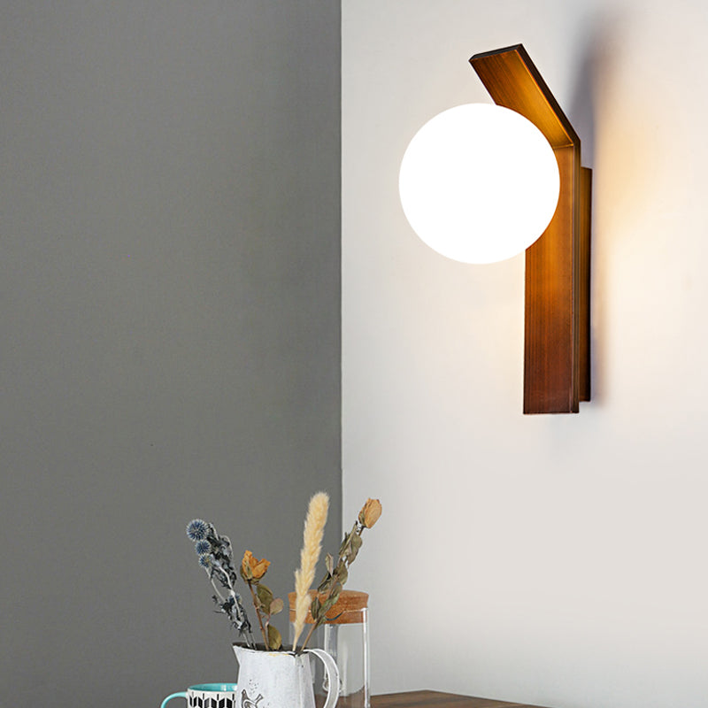 1 Glühbirnen Esszimmer Wandlampe moderne Bronze/Kupferleuchte Leuchte mit Ballmilchglas Schatten