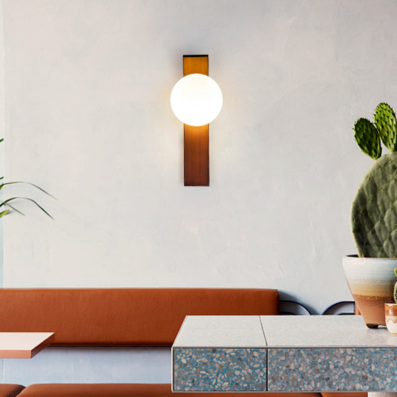 1 Glühbirnen Esszimmer Wandlampe moderne Bronze/Kupferleuchte Leuchte mit Ballmilchglas Schatten