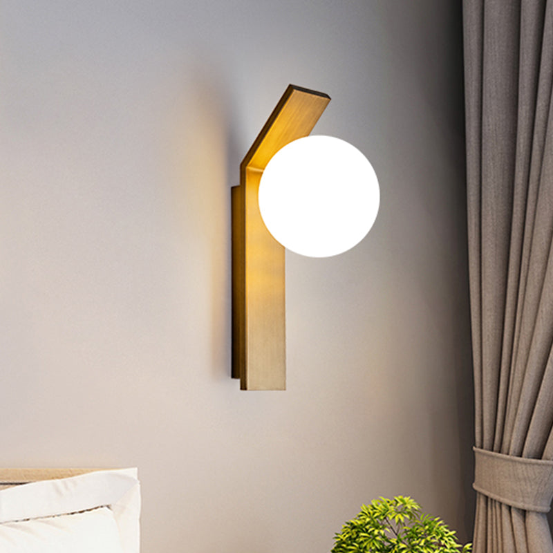 1 Glühbirnen Esszimmer Wandlampe moderne Bronze/Kupferleuchte Leuchte mit Ballmilchglas Schatten