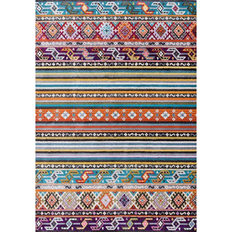 Blue Americana Pattern Carpet Polyester Bohemian Area Rug Anti-Slip Washable Rug for Bedroom