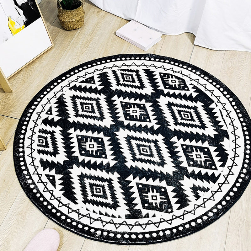Zwart Americana Patroon Tapijten Polyester Boheems Boheems Tapijt Stain Resistent Area Teken voor slaapkamer