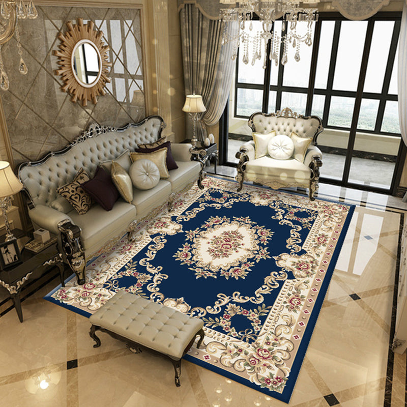 Traditional Tribal Pattern Rug Polyester Indoor Carpet Non-Slip Backing Area Rug for Living Room