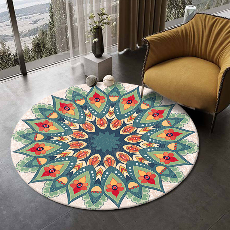 Morocco Tribal Pattern Carpet Yellow Polyester Area Rug Non-Slip Backing Rug for Home Decor