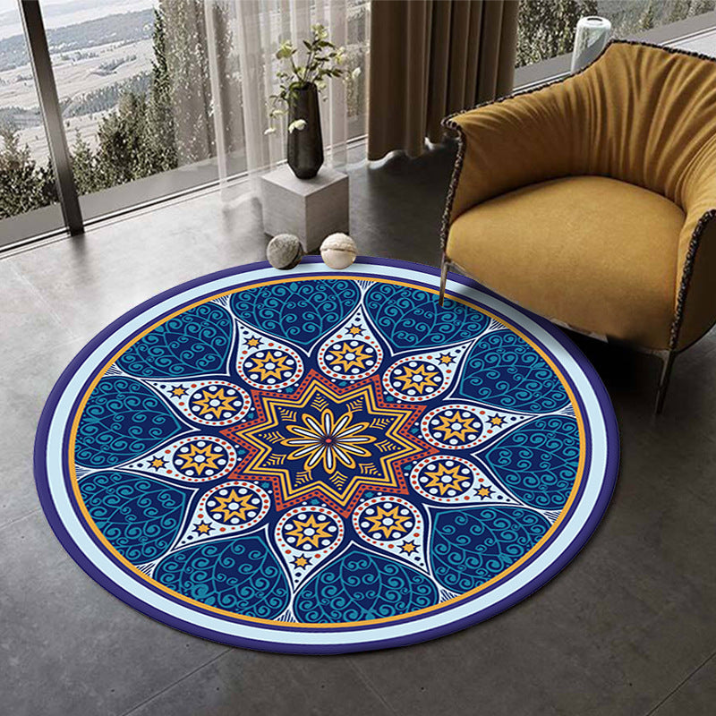 Morocco Tribal Pattern Carpet Yellow Polyester Area Rug Non-Slip Backing Rug for Home Decor