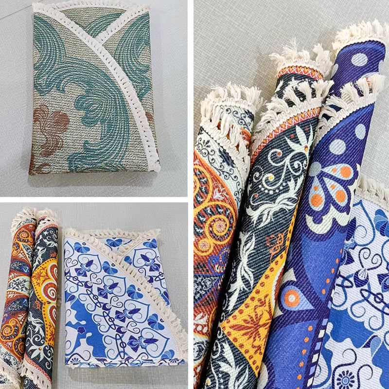 Ronde traditionele vloerkleed veelkleurig tapijtpolyester niet-slip achterste tapijt voor woonkamer