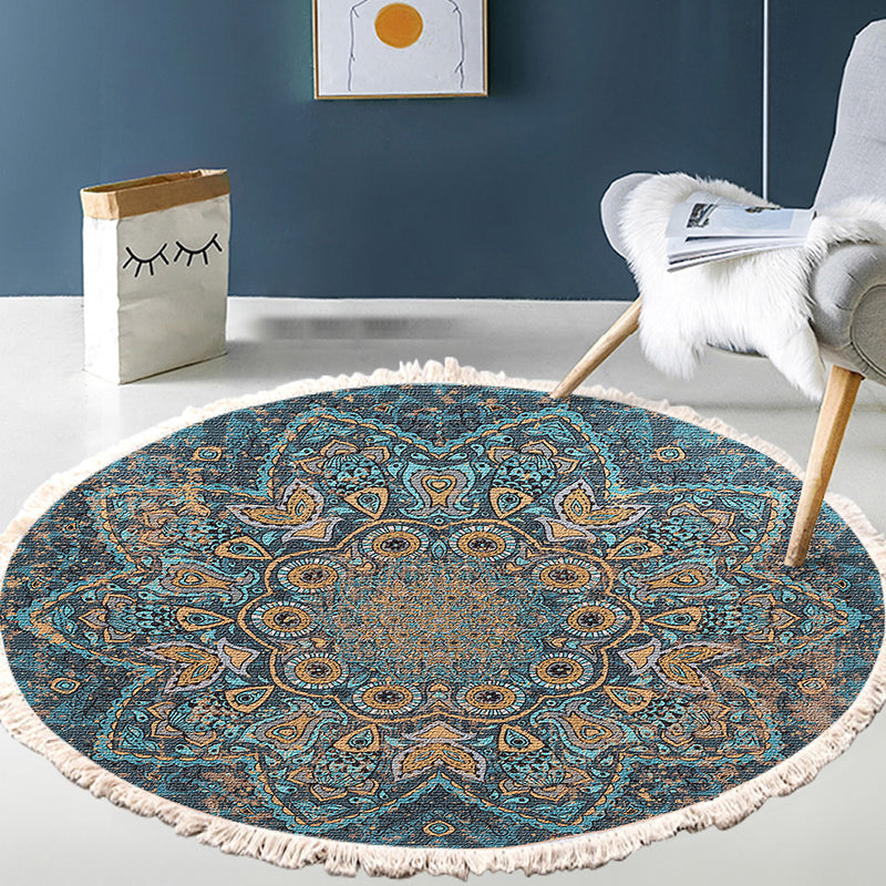 Veelkleurige woonkamer ronde vloerkleed nostalgia gebied tapijt polyester tapijt met niet-slipachter