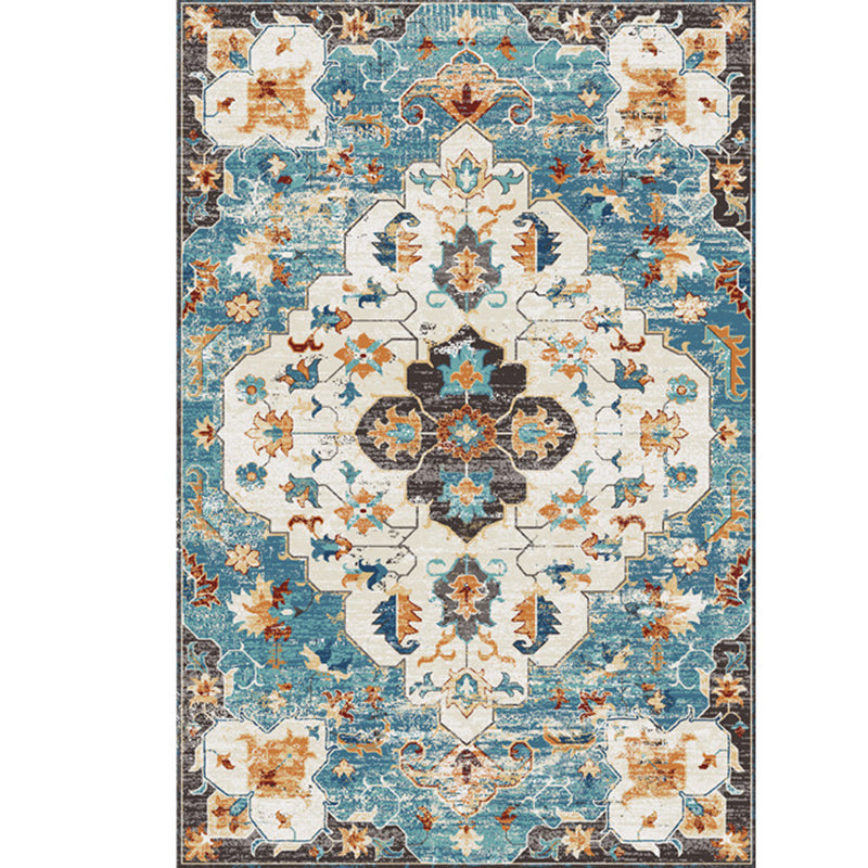 Mid-Century Medallion Print Area Carpet Polyester Carpet Non-Slip Backing Area Rug for Living Room
