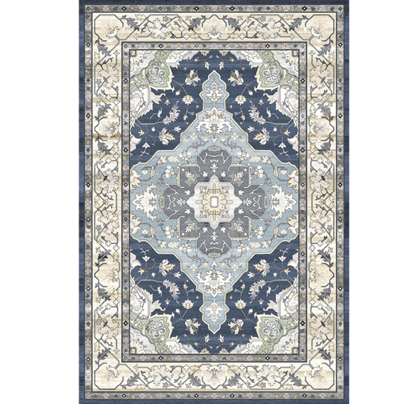 Mid-Century Medallion Print Area Carpet Polyester Carpet Non-Slip Backing Area Rug for Living Room