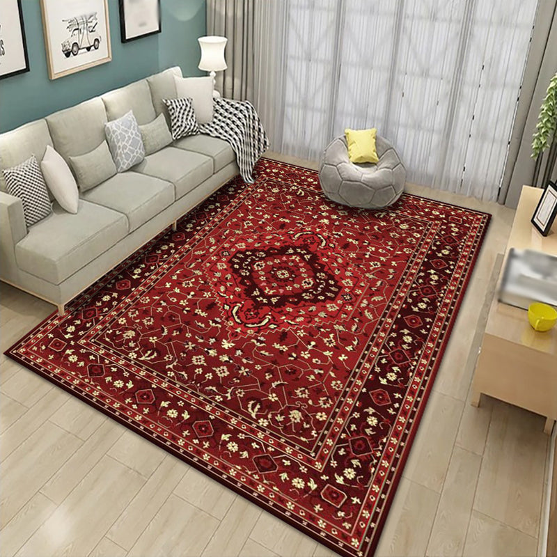 Midden-eeuwse woonkamer tapijt nostalgie bloemenprint tapijten Polyester antislip rugtapijt tapijt