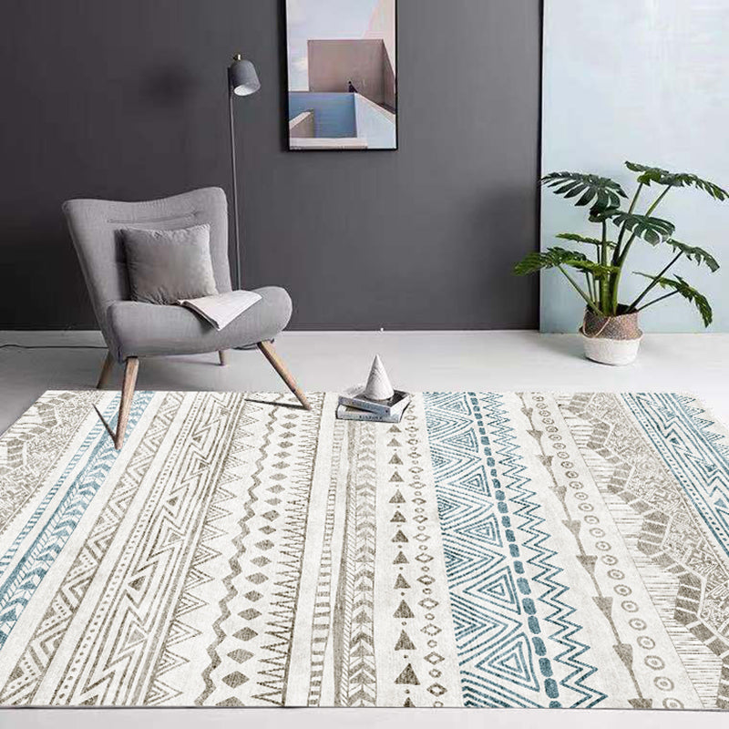 Bohemian Geometric Print Rug Polyester Indoor Carpet Non-Slip Backing Area Rug for Living Room