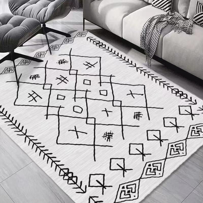 Boho-Chic Graphic Design Rug Polyester Indoor Carpet Stain Resistant Indoor Carpet for Living Room