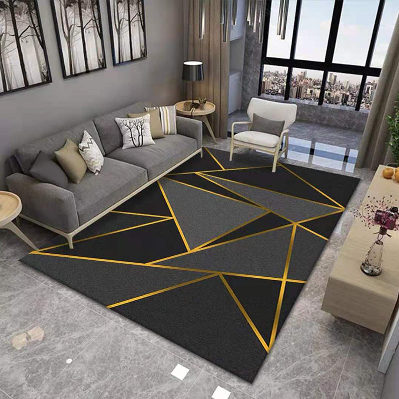 Yellow Modern Rug Polyester Geometric Indoor Rug Non-Split Backing Carpet for Home Decor