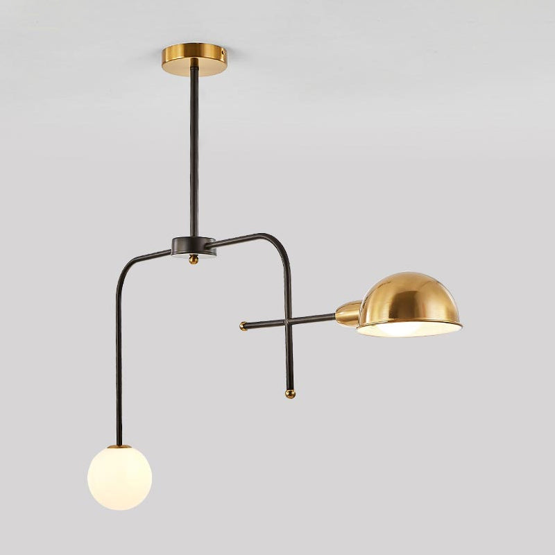 Metal Armed Hanging Chandelier Modern 2/4 Bulbs Black and Gold Ceiling Suspension Lamp