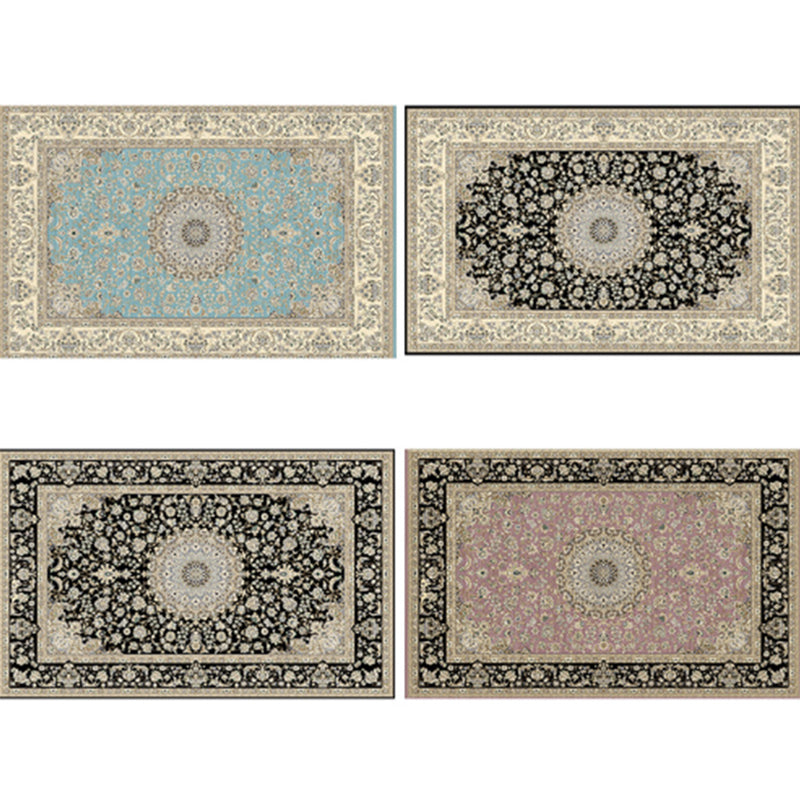 Nostalgia Indoor Rug Floral Print Mid-Century Rug Polyester Non-Slip Backing Carpet for Living Room