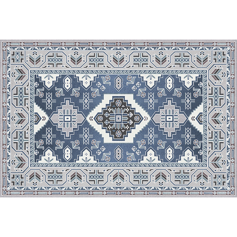 Nostalgia Indoor Rug Floral Print Mid-Century Rug Polyester Non-Slip Backing Carpet for Living Room
