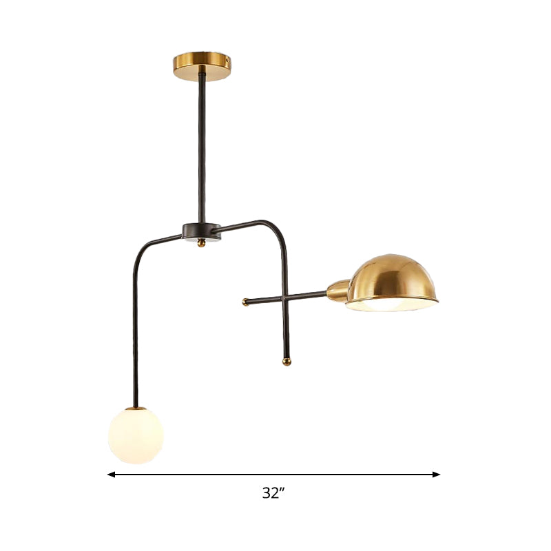 Metal Armed Hanging Chandelier Modern 2/4 Bulbs Black and Gold Ceiling Suspension Lamp