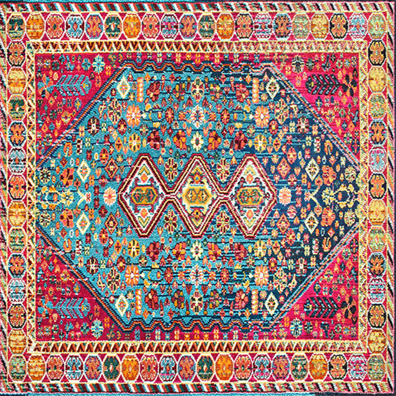 Square Normatic Tribe Rug Moroccan Carpet Polyester Stain Resistant Area Carpet for Living Room